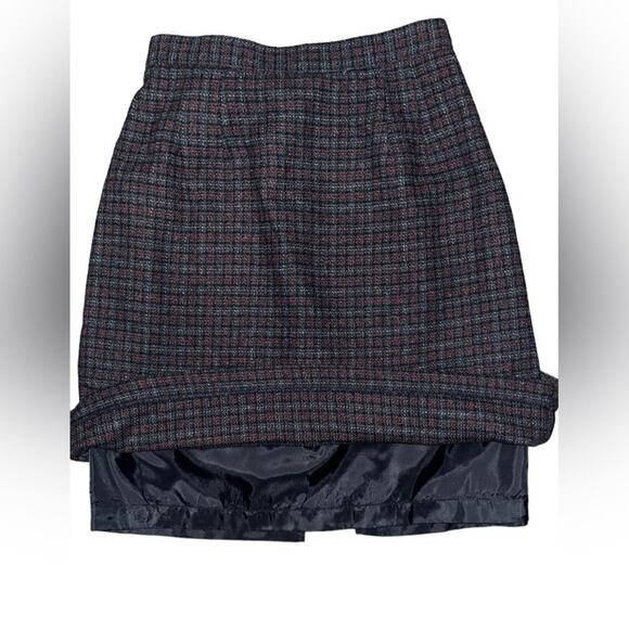 Mini Plaid Wool Polyester Red Gray Black Mini Skirt VTG Womens Size 6 Schoolgirl - Picture 3 of 7